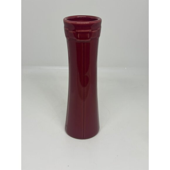 VTG Longaberger Pottery Paprika Red Vase 6.5" Woven Basketweave Design USA Made - Picture 1 of 5